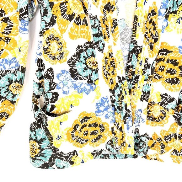 LOGO by Lori Goldstein Marble Dye Cotton Modal Cardigan Floral‎ M A305456 - Picture 5 of 8